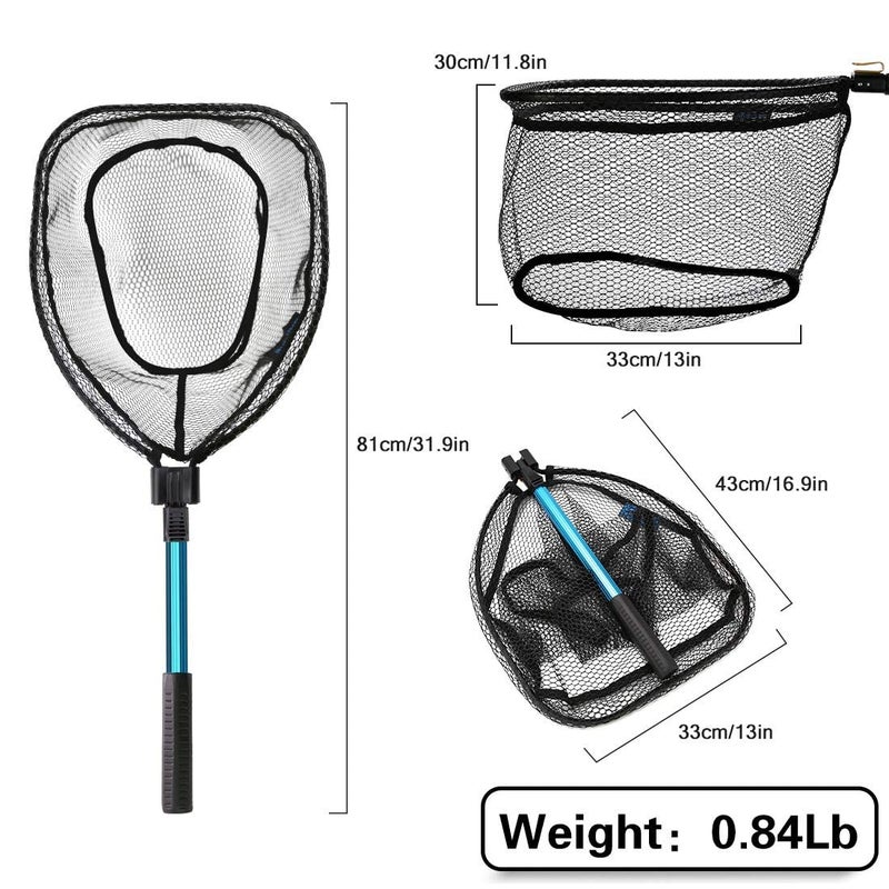 SAN LIKE Collapsible Telescopic Pole Fishing Net - Folding Extend Rubber Coated Freshwater Saltwater Landing Net for Trout Bass Steelhead Salmon Kayak (SD-139SS(80CM)) - Image 3